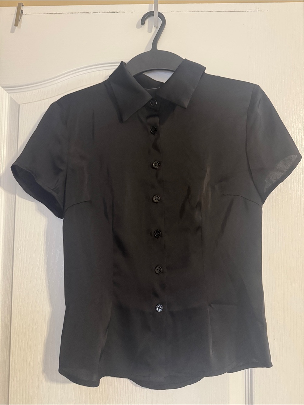 Black Short-Sleeve Button-Up Shirt